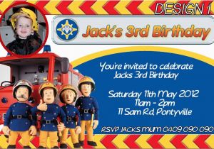 Free Printable Fireman Sam Birthday Invitations Personalised Fireman Sam Birthday Invitation Party Invite