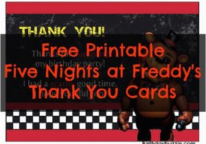 Free Printable Five Nights at Freddy S Birthday Invitations Free Printable Five Nights at Freddy S Thank You Cards