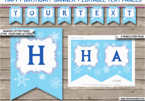 Free Printable Frozen Happy Birthday Banner Templates Frozen Party Banner Template Birthday Banner Editable