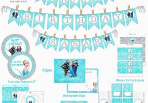 Free Printable Frozen Happy Birthday Banner Templates Happy Birthday Banner Cake topper Printable Printable