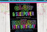 Free Printable Glow In the Dark Birthday Party Invitations Glow In the Dark Sleepover Party Birthday Party