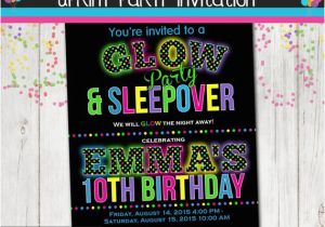 Free Printable Glow In the Dark Birthday Party Invitations Glow In the Dark Sleepover Party Birthday Party