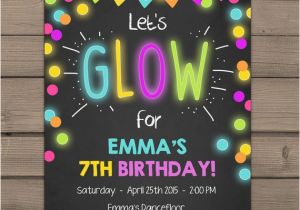 Free Printable Glow In the Dark Birthday Party Invitations Neon Glow Party Invitation Glow Birthday Invitation Glow In