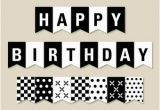 Free Printable Happy Birthday Banner Black and White Birthday Pennant Banner Felt Die Cut Letters and Cardstock
