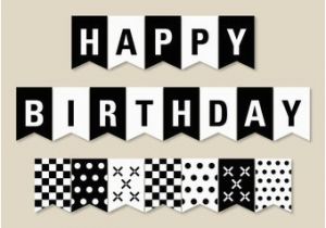 Free Printable Happy Birthday Banner Black and White Birthday Pennant Banner Felt Die Cut Letters and Cardstock