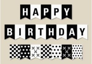 Free Printable Happy Birthday Banner Black and White Happy Birthday Black and White Banner Cyberuse