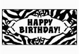 Free Printable Happy Birthday Banner Black and White Happy Birthday Zebra Print Black White Party Celebration