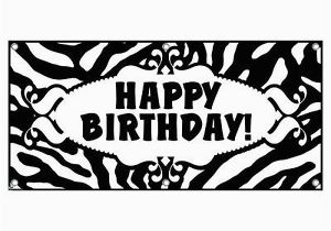 Free Printable Happy Birthday Banner Black and White Happy Birthday Zebra Print Black White Party Celebration