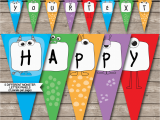 Free Printable Happy Birthday Banner Letters Pdf Monster Party Banner Template Birthday Banner Editable