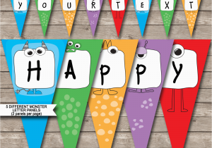 Free Printable Happy Birthday Banner Letters Pdf Monster Party Banner Template Birthday Banner Editable