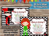 Free Printable Harley Quinn Birthday Invitations Dc Villain Girls Birthday Invitation Harley Quinn Invite