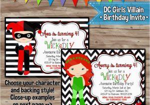 Free Printable Harley Quinn Birthday Invitations Dc Villain Girls Birthday Invitation Harley Quinn Invite