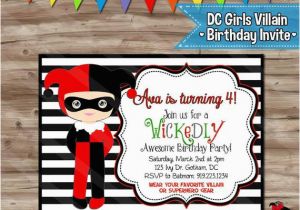 Free Printable Harley Quinn Birthday Invitations Dc Villain Girls Birthday Invitation Harley Quinn Invite