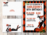 Free Printable Harley Quinn Birthday Invitations Harley Quinn Invitation Birthday Baby Shower Dc Comics
