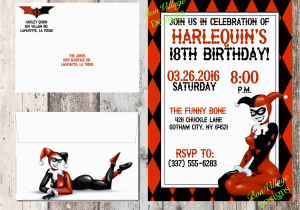 Free Printable Harley Quinn Birthday Invitations Harley Quinn Invitation Birthday Baby Shower Dc Comics
