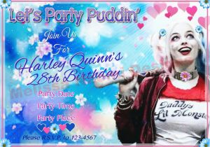 Free Printable Harley Quinn Birthday Invitations Harley Quinn Party Invitation Digital File Customized Party