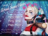 Free Printable Harley Quinn Birthday Invitations Harley Quinn Party Invitation Digital File Customized Party