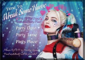 Free Printable Harley Quinn Birthday Invitations Harley Quinn Party Invitation Digital File Customized Party