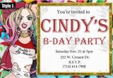 Free Printable Harley Quinn Birthday Invitations Items Similar to Harley Quinn Custom Digital Printable
