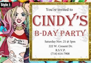 Free Printable Harley Quinn Birthday Invitations Items Similar to Harley Quinn Custom Digital Printable