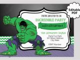 Free Printable Hulk Birthday Invitations Editable Text Hulk Birthday Invitation Hulk Party Invites