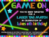 Free Printable Laser Tag Birthday Party Invitations Laser Tag Birthday Invitation Neon Glow In the Dark