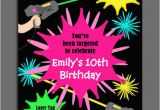 Free Printable Laser Tag Birthday Party Invitations Laser Tag Girl Birthday Invitation Printable or Printed with