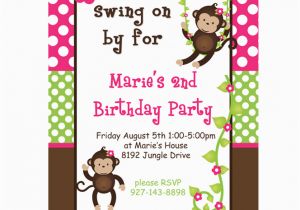 Free Printable Monkey Birthday Invitations Monkey Girl Printable Invitation 1