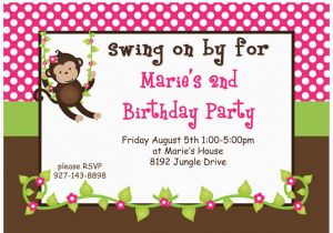 Free Printable Monkey Birthday Invitations Monkey Girl Printable Invitation 2