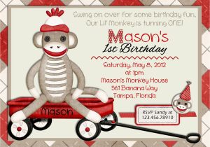 Free Printable Monkey Birthday Invitations sock Monkey Birthday Invitation Printable and Custom