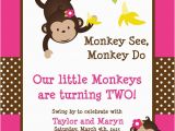 Free Printable Monkey Birthday Invitations Twin Monkey Safari Birthday Party Invitations Animal