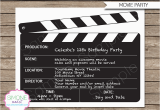 Free Printable Movie themed Birthday Invitations Movie Night Party Invitations Template Birthday Party