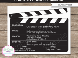 Free Printable Movie themed Birthday Invitations Movie Night Party Invitations Template Birthday Party
