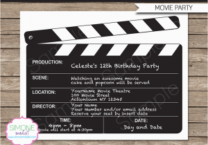 Free Printable Movie themed Birthday Invitations Movie Night Party Invitations Template Birthday Party