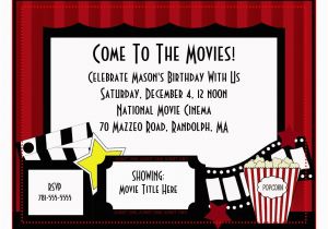 Free Printable Movie themed Birthday Invitations Movie theme Birthday Party Invitation