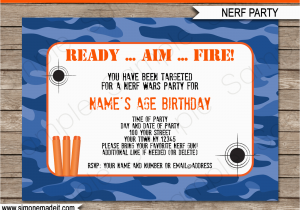 Free Printable Nerf Birthday Party Invitations Nerf Printables Blue Camo Editable Birthday Party