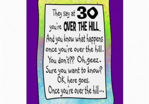 Free Printable Over the Hill Birthday Cards 30th Birthday Over the Hill Greeting Card Zazzle