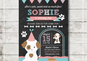 Free Printable Puppy Birthday Invitations Little Puppy Girl Chalkboard Birthday Party Invitation