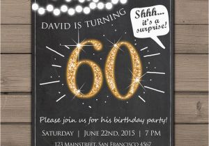 Free Printable Surprise 60th Birthday Invitations 60th Birthday Invitation Gold Glitter Surprise Party