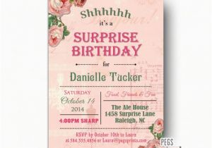 Free Printable Surprise 60th Birthday Invitations Shabby Chic Surprise Party Invitation Printable Surprise