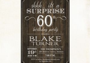 Free Printable Surprise 60th Birthday Invitations Surprise 60th Birthday Invitation Any Age Rustic