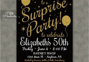 Free Printable Surprise Birthday Invitations Template Surprise Party Invitations Printable Black Gold Surprise