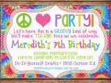 Free Printable Tie Dye Birthday Invitations Boy or Girl Invitation Peace Love Tiedye Tie Dye Birthday