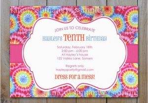 Free Printable Tie Dye Birthday Invitations Tie Dye Invitation Digital Pdf or Jpeg File Printable