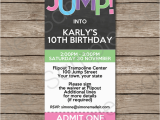 Free Printable Trampoline Birthday Party Invitations Trampoline Birthday Party Ticket Invitations Girls