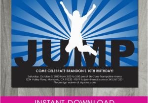 Free Printable Trampoline Birthday Party Invitations Trampoline Party Self Editable Trampoline by