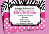 Free Printable Zebra Print Birthday Invitations Zebra Print Pink Polka Dot Invitation Printable or Printed