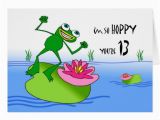 Funny 13th Birthday Cards Hoppy Thirteenth 13th Birthday Funny Frog at Pond Card