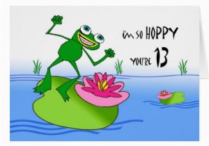 Funny 13th Birthday Cards Hoppy Thirteenth 13th Birthday Funny Frog at Pond Card