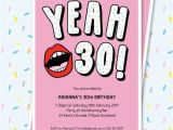 Funny 30th Birthday Decorations 30th Birthday Invitation Sassy Yeah 30 Lips Editable